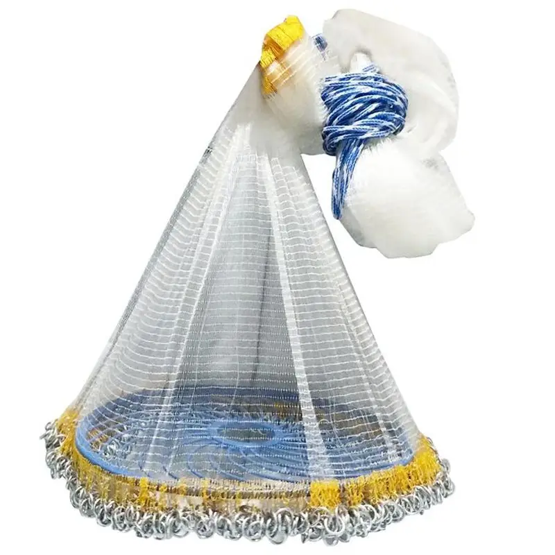 

Finefish Length 3.5m and 4m Cast Net Chain Style Catch Fishing Net With Frisbee Small Mesh Hand Throw Network Fly Huntine Net