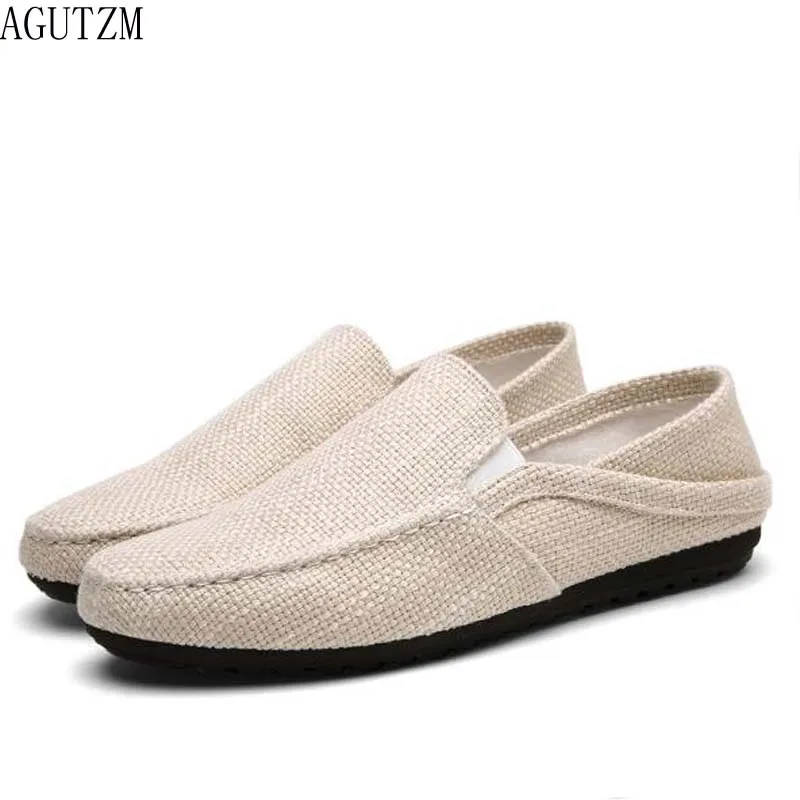 

AGUTZM Summer Men Hemp Shoes Espadrilles Designer Breathable Casual Boat Shoes Men Loafers Ultralight Lazy Shoes Beige Flats Q48