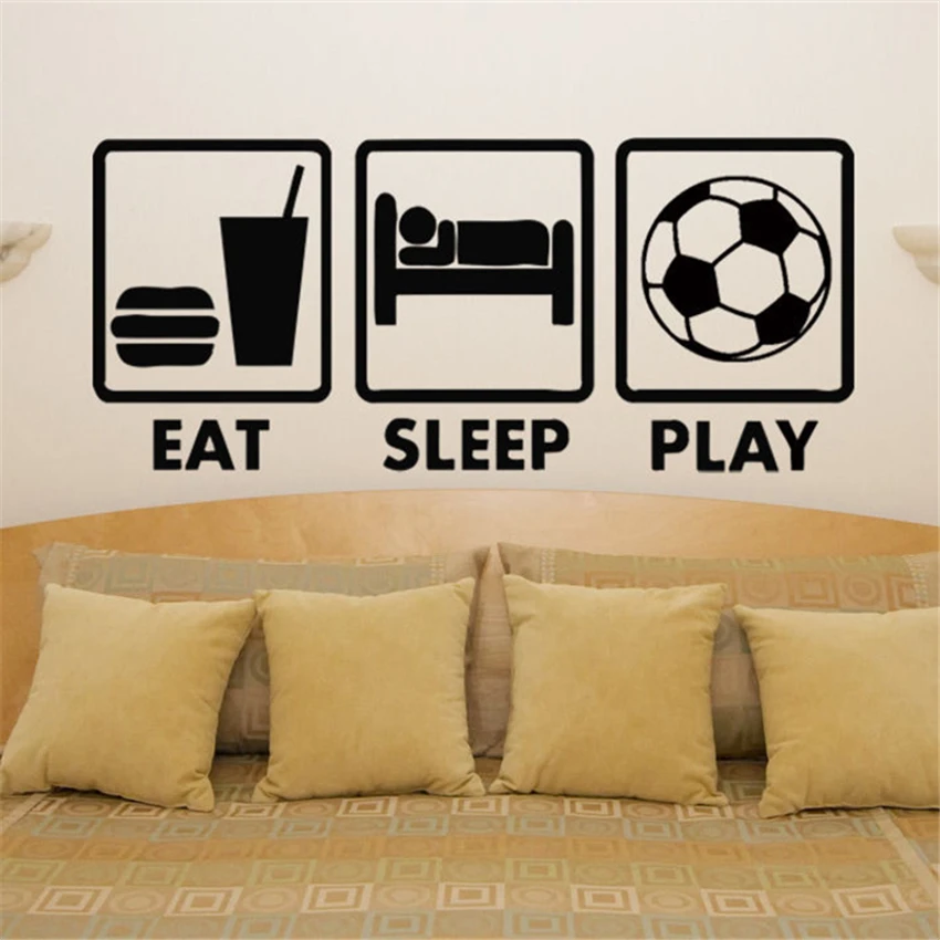 ##BUY Custom Cool Boy #039;s Bedroom Wall Decor Eat Sleep Play Football Fan Children #039;s Bedroom Decal Wall Sticker Picture Mural M891