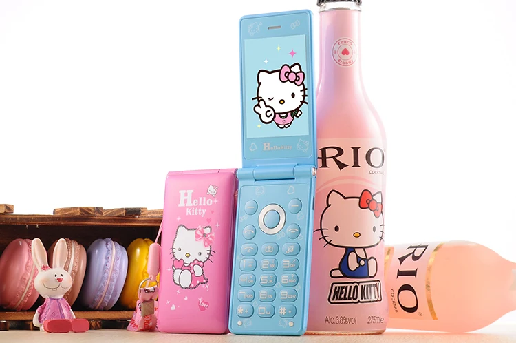 Hello kitty, 1800 мА/ч, флип, две sim-карты, GPRS, дыхательный светильник, сенсорный экран, сотовый телефон для женщин, девочек, детей, MP3, MP4, мультяшный мобильный телефон