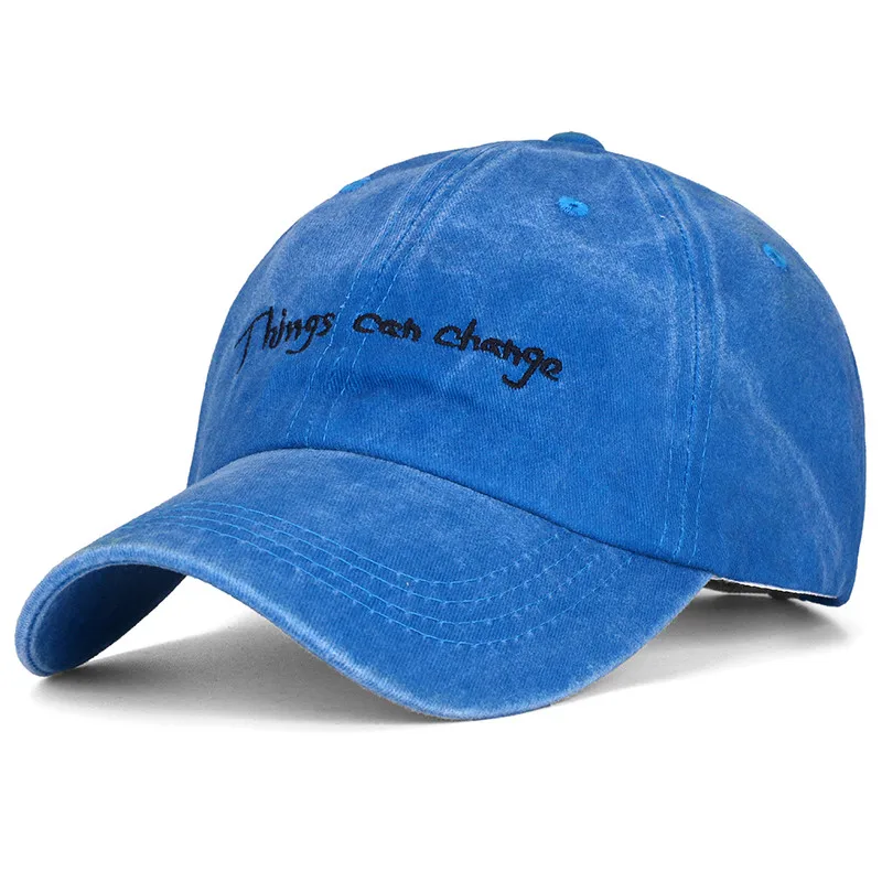 Кепка в стиле унисекс вещей могут изменить вышитые Бейсбол Кепки высокое качество Повседневное шапка мужская женская Регулируемая мыть хлопок Винтаж Кепки - Цвет: Blue