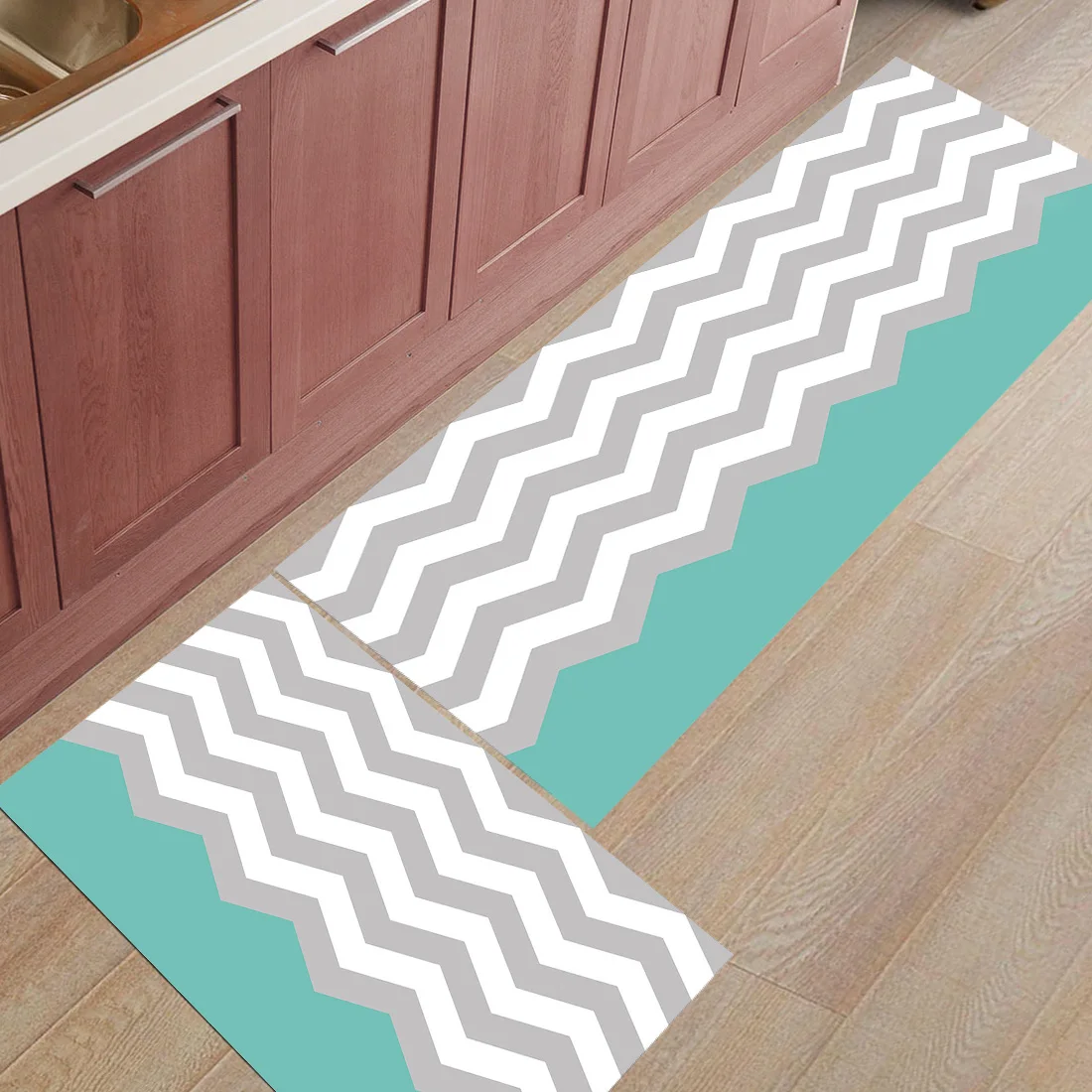 

2pcs/set Simple Stripes Print Doormats Entrance Front Door Rug Bathroom Kitchen Carpet Entryway Anti-Slip Colorful Floor Mats