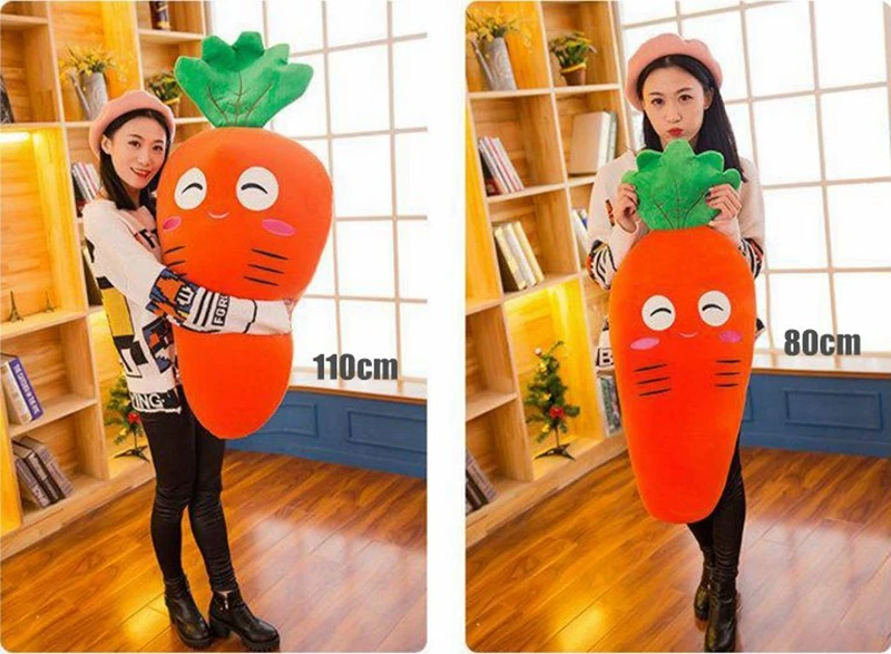 Dorimytrader lovely soft cartoon carrot plush pillow stuffed anime vegetables toy doll 2 models gift for girls and boys 110cm 80cm DY61960  (4)