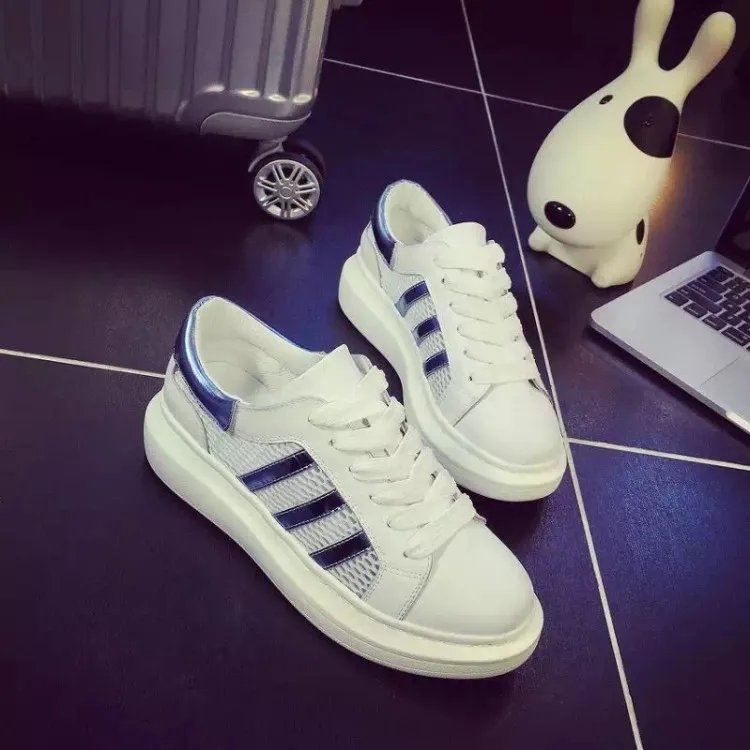 

Women Casual Shoes Summer 2019 Spring Women Flats Shoes Fashion Genuine Leather Breathable Hollow Lace-Up Women Sneakers