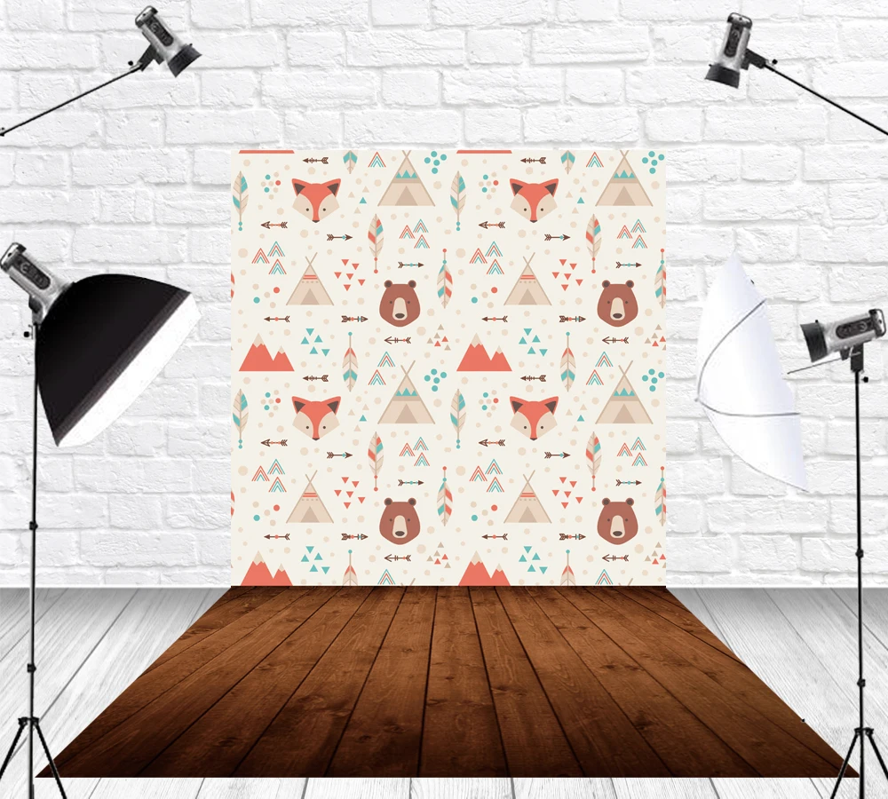 

HUAYI Fox Wallpaper Photography Backdrops Prop children photo backdrops baby shower Newborn Background XT-5119
