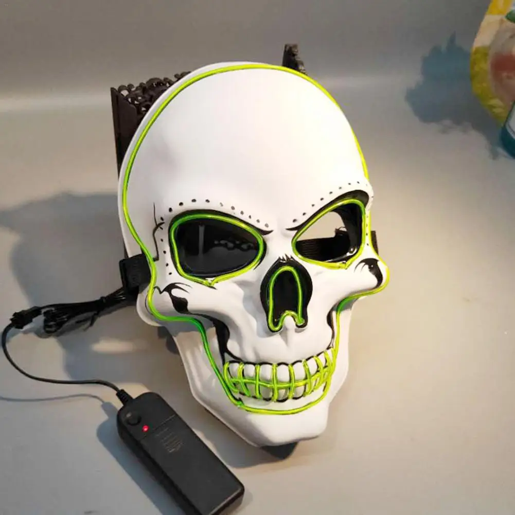 

EL Glowing Mask Horror Ghost Head Luminous Fluorescent Mask for Costume Party Cosplay Performances Halloween Parties