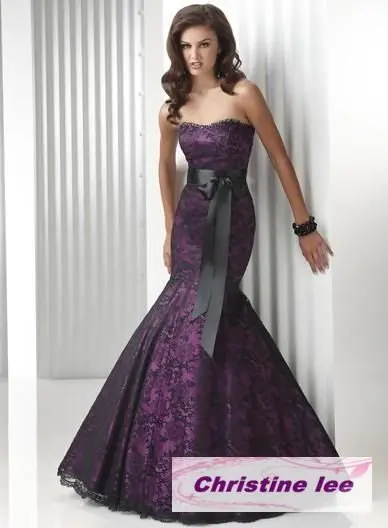 black satin fishtail dress