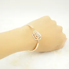 Браслет известного бренда диаметр 5 см+ 4 см цепь Расширенная Новая роза браслет Роза позолоченный браслет Цветы Модные ювелирные изделия