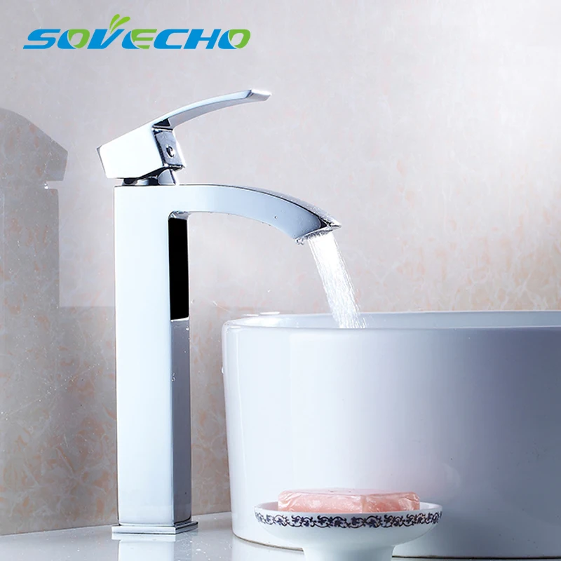 

Basin Faucets Solid Brass Chrome Modern Bathroom Sink Faucet Single Handle Washbasin Hot Cold Mixer Water Tap Torneira X9907