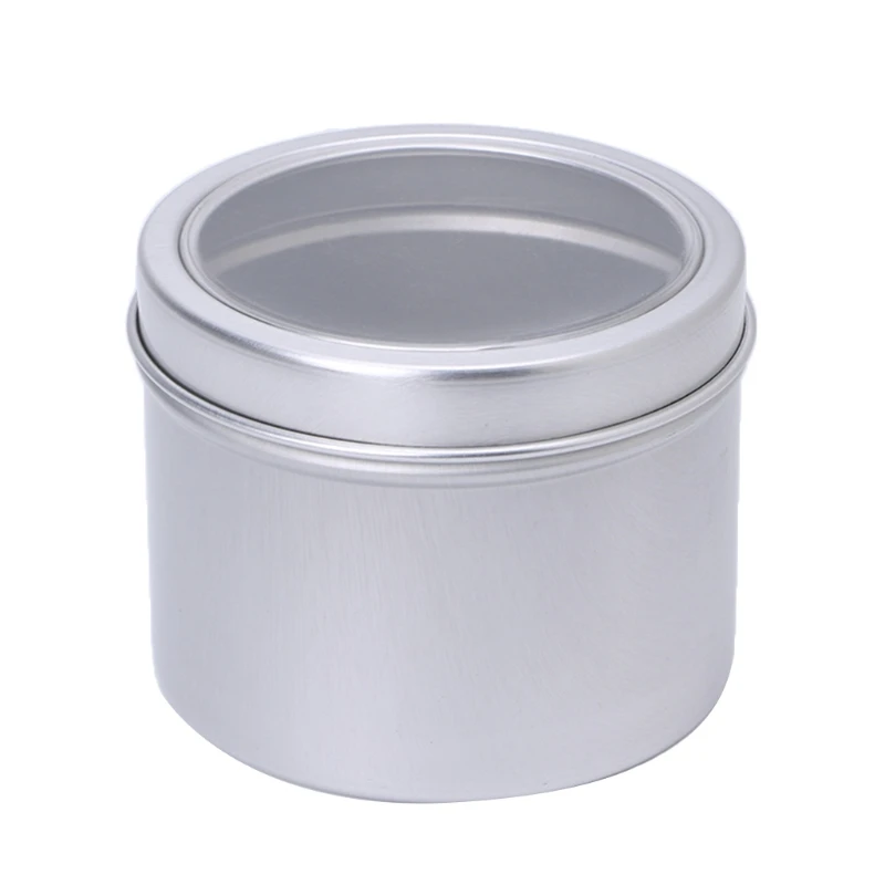 

Empty Aluminium Cosmetic Pots Container Jar Tins Clear Top View Window 100ml