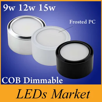 

MiHigh Quality Frosted PC 9w 12w 15w cob Led Downlight Dimmable surface mounted led fixture spotlight lamp 110v 220v +driver CE
