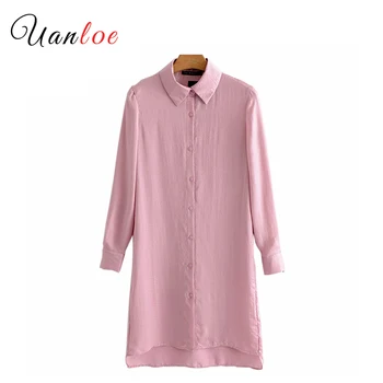 

2019 Women Elegant Pink Back Crane Embroidery Button H-type Long Shirts Long Sleeve Blouse Ladies Basic Office Wear Tops Blusas