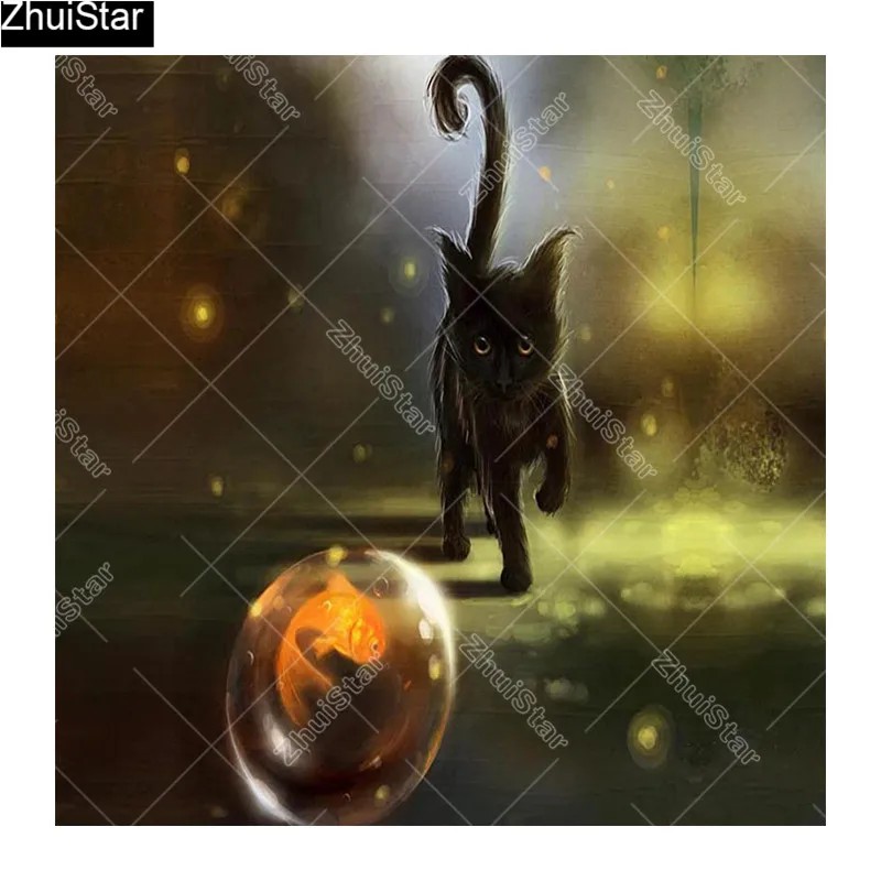 Full Square/5D DIY Diamond Painting &quotWalking cat&quot Embroidery Cross Stitch Mosaic Home Decor Gift CJ6 | Дом и сад