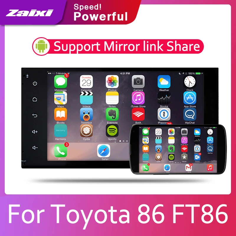 

ZaiXi 7 HD 1080P IPS LCD Screen Android 8 Core For Toyota 86 FT86 GT86 2012~2019 Car Radio BT 3G4G WIFI AUX USB GPS Navi