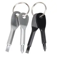 Promosyon 2 adet Paslanmaz Çelik Anahtarlık Tornavida EDC Seti Açık Cep Mini Çok Amaçlı Anahtarlık ile Gümüş Siyah(China)
