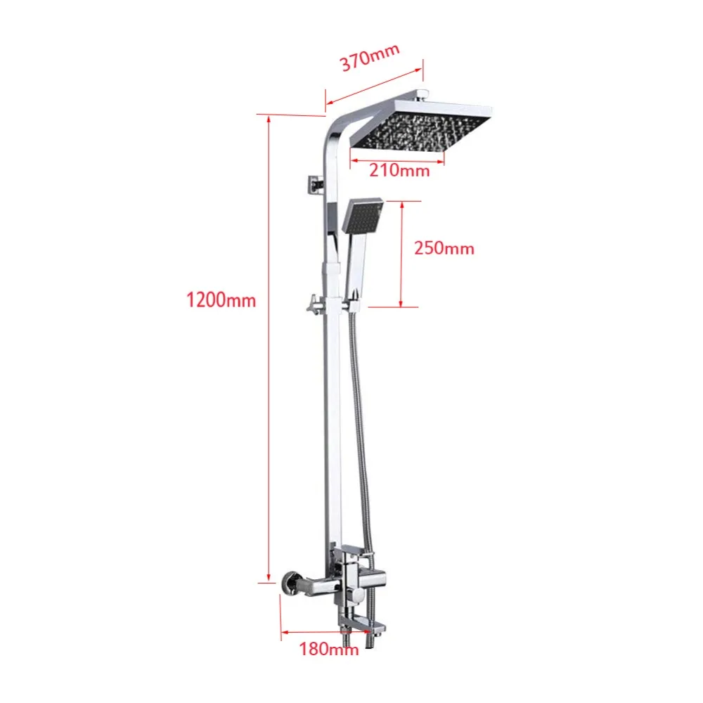 Shower Tap Wall Mounted Chrome Tap Rainfall Head ABS Handheld Shower Rotatable Spout Cold and Hot Water5
