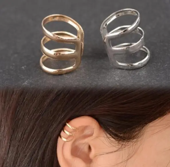 

ea593 1pcs Gothic punk Vintage style hollow geometry U-shaped ear bone clip earrings invisible without pierced ears birthday gif
