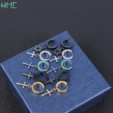 1pc cruz estrelas pingente punk rock cartilagem titânio aço brinco homens piercing borla brincos para o sexo masculino feminino brincos
