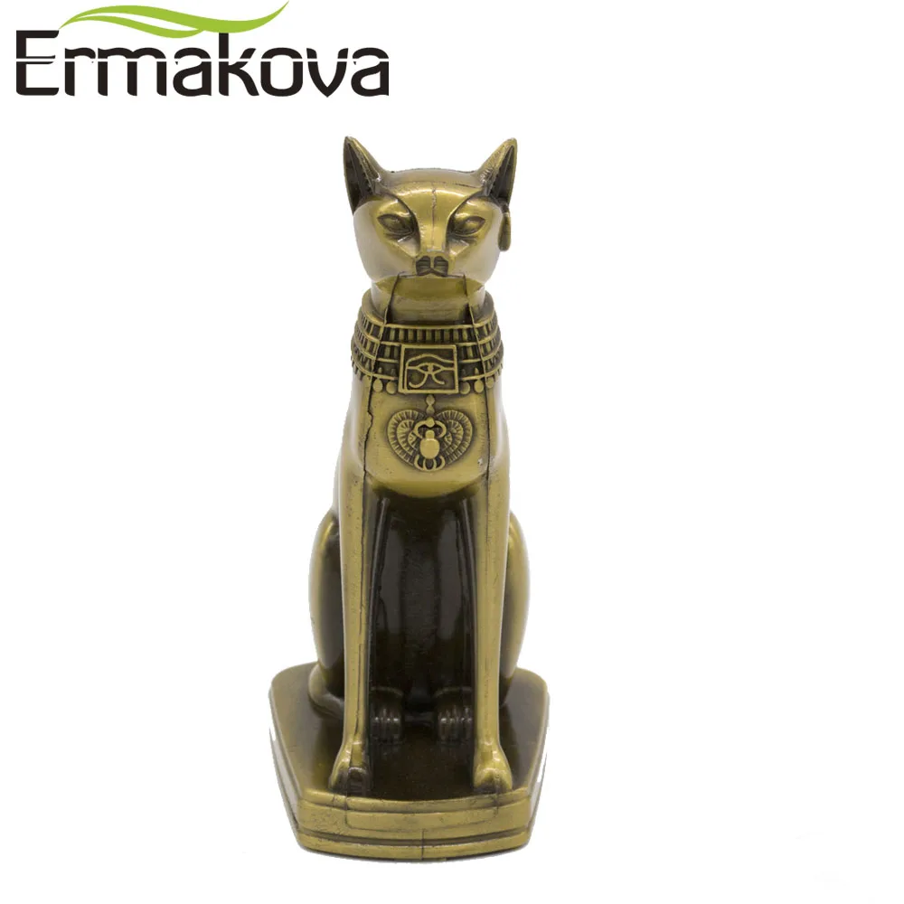 ERMAKOVA Металлическая Статуя Bastet египетская статуэтка кошки Бог кошка в древнем египетском металлическом скульптуре домашний стол украшение офиса подарок