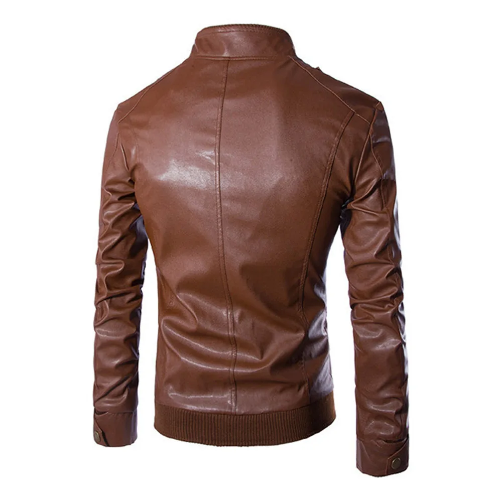 Herobiker Ретро Классическая мотоциклетная кожаная мужская куртка со стоячим воротником, тонкая Байкерская ветрозащитная байкерская куртка из искусственной кожи, байкерская куртка, пальто, размер M-XXXL