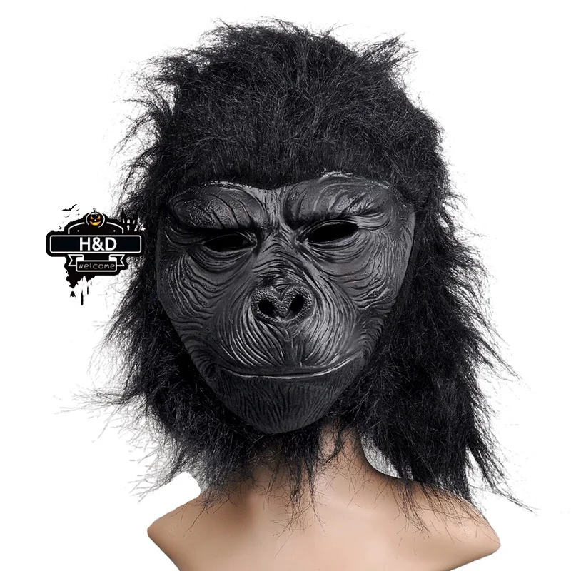 

H&D Scary Latex Full Face Cosplay Black Gorilla Mask Horror Masquerade Adult Ghost Halloween Costume Fancy Dress Carnival Prop