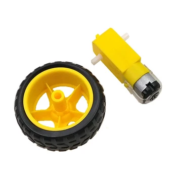 

Mini Smart Car Robot Plastic Tire Wheel with DC 3-6V Gear Motor for Arduino Robot Tire And DC 3-6V Deceleration Motor Set