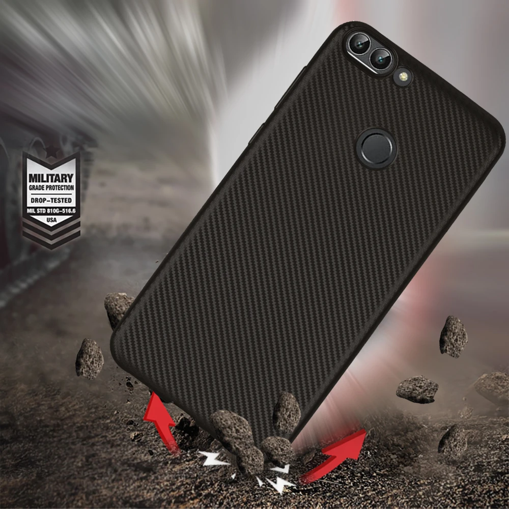 YIESOM For Huawei P Smart Case Carbon Fiber TPU Silicone Soft Case For Huawei P Smart Enjoy 7S Cover P Smart Coque Capa Fundas (4)