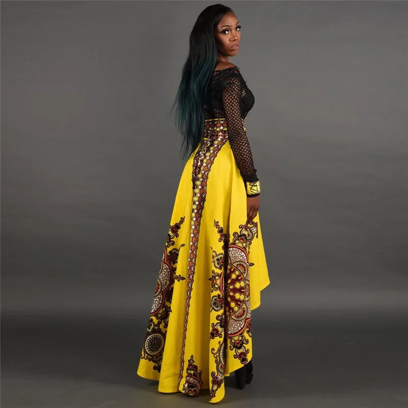 african skirts for women 2018 ankle length print ball gown skirt long summer party skirts red yellow color dropshipping 50AT303