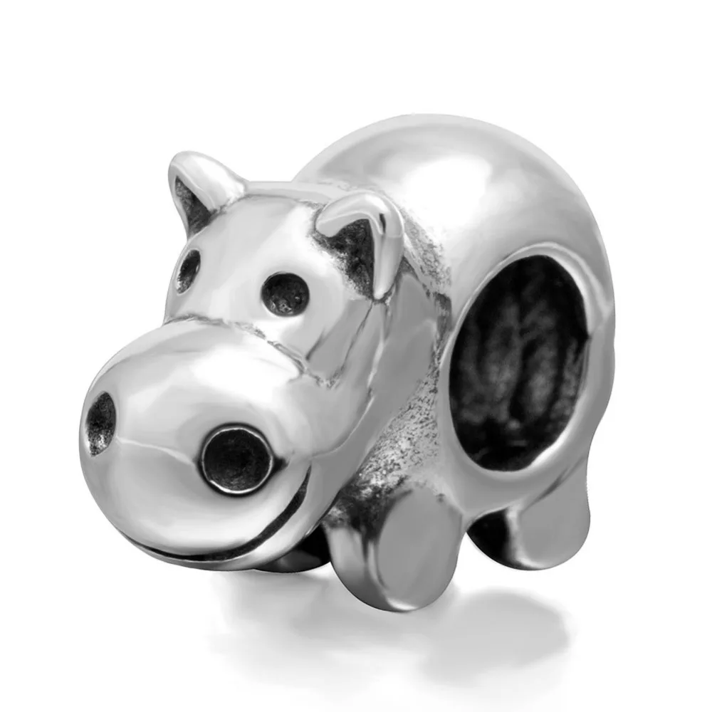 

Original 100% Authentic 925 Sterling Silver Happy Hippopotamus Charms Beads fit for Pandora Bracelets Necklaces