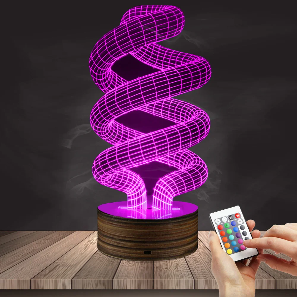 1Piece 3D Spiral Lamp LED Night Light Calming Lamp 3D Illusion Night