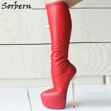 Sorbern/ г. женские весенние сапоги до колена на очень высоком каблуке 22 см пикантные ботфорты на молнии, длинный Ночной клуб Танцы у шеста