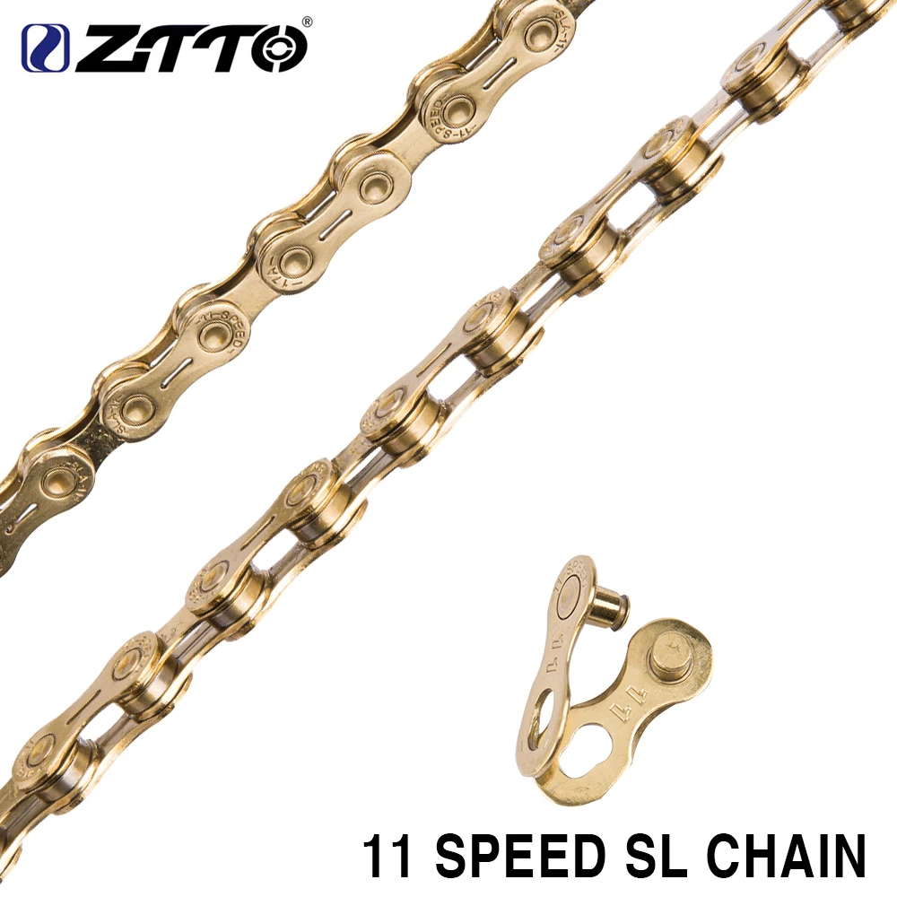 ZTTO Chain 116 Links 9/10/11 Speed Bike Chain With Missing Connect Link Silvery Golden Light MTB