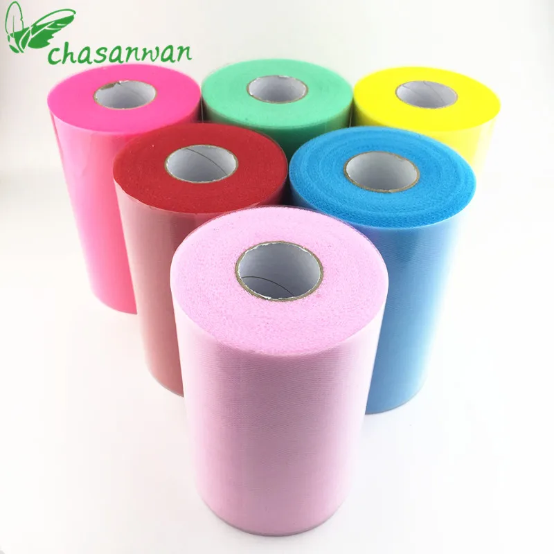 Тюль ролл (91 м/Roll) 15 см Кристалл органза Катушка Туту мягкие Свадебные Рождество