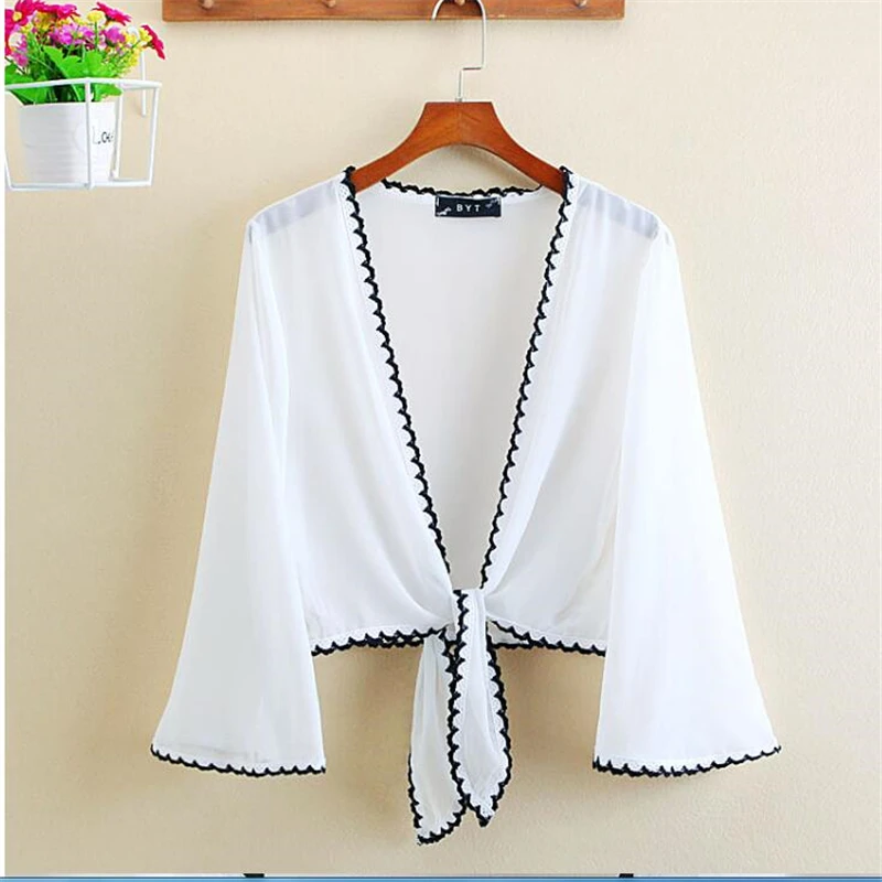 

Fashion Small Shawl Jacket Women 2019 Summer Chiffon sun Protection Thin Short coats female Casual Cardigan Sunscreen Overcoat