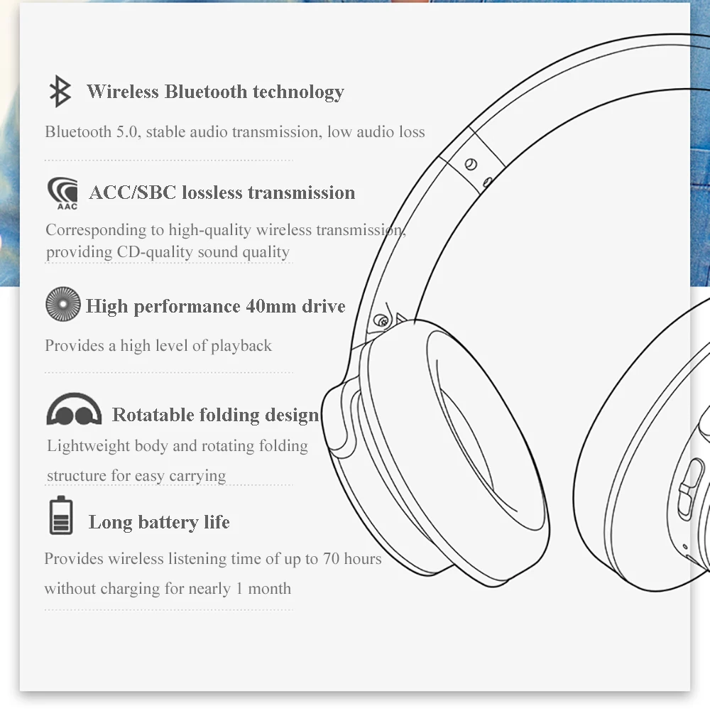 Audio-Technica ATH-SR30BT, беспроводные Bluetooth наушники, Bluetooth 5,0 поворачивающийся складывающийся музыкальный наушник