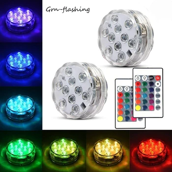 

10 LED beads underwater lights Multi Color remote control Landscape lights battery Operated for swimming pool fish tank Wedding