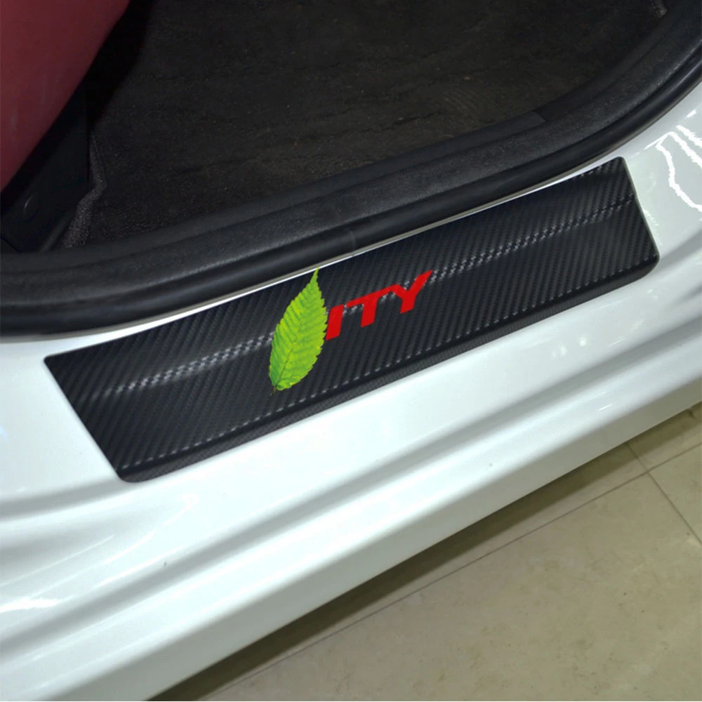 

Carbon Fiber Vinyl Sticker Car Door Sill Protector Scuff Plate For HONDA CITY Car Accessories car stickers and decals