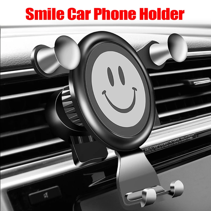 

Creative Car Gravity Mobile Phone Stand Bracket Universal Air Outlet GPS Holder Auto Accessories Car Gifts Smiley Car Styling