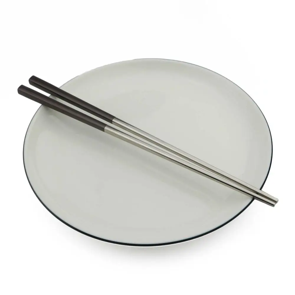 1 пара из нержавеющей стали c радужным посуда красочные многоразовые палочки для еды посудомоечная машина Серебристый Стальной противоскользящие бытовой Металл Китайский - Цвет: Brown Silver