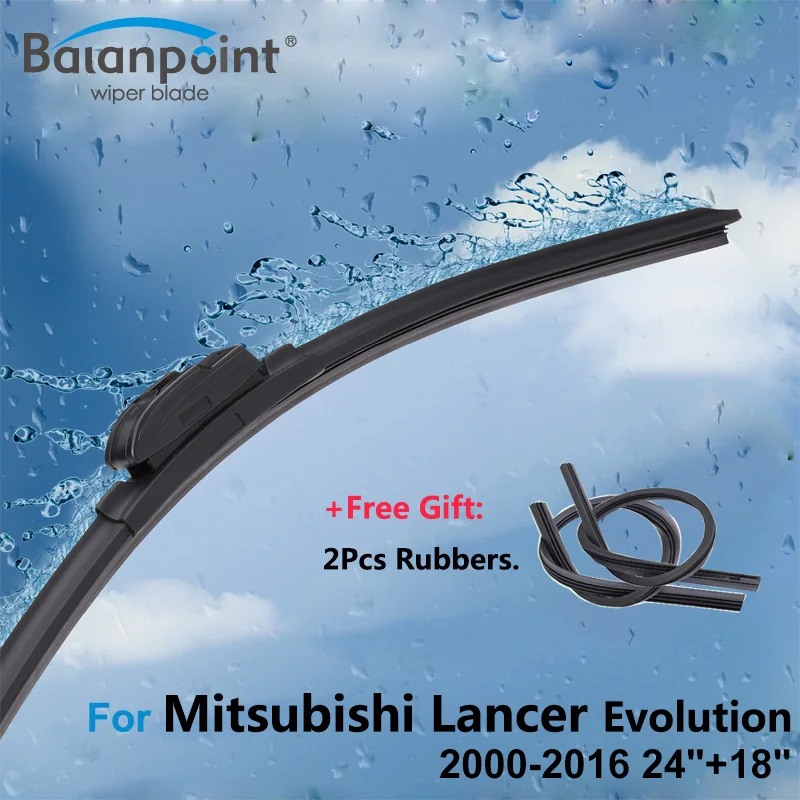 2Pcs Wiper Blades + 2Pcs Soft Rubbers for Mitsubishi Lancer Evolution
