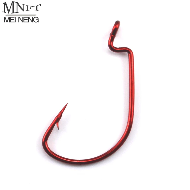 25Pcs Fishing Hooks Red Bloody Crank Offset Worm Hook Lure Soft