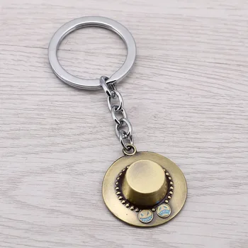 

Julie 10Pcs/lot 2 Colors ONE PIECE Ace Hat Model Keychain Anime Jewelry Luffy's Brother Cat Key Chain Ring Chaveiro porte clef