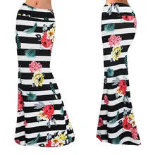 Новые полосатые длинные юбки с принтом faldas largas mujer Женские повседневные с высокой талией Цветочные полосатые печатные облегающие длинные макси юбки#7