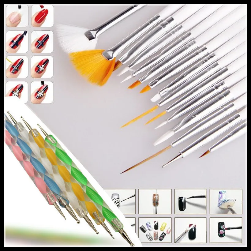 

Fashion 20pcs Nail Brush Nail Art Design Painting Dotting Detailing Pen Brushes Bundle Tool Kit Set Nail styling tools
