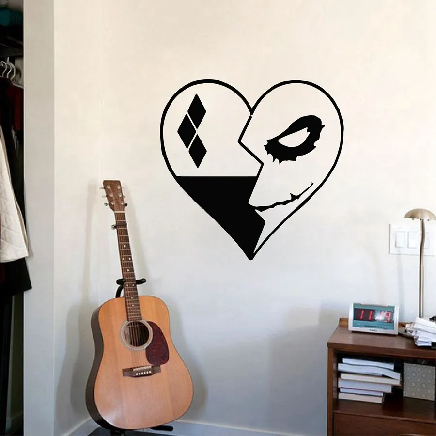 

New arrival Classic Portrait Joker and Harley Quinn Vinyl Wall Sticker Creative Anime Comics Sticker Art Decals Car Laptop Mural