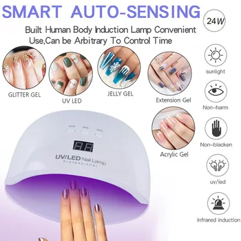 

Pro LED UV 24 W Nail Lamp Dryer Curing Gel Polish Lamp 12pcs LED Light PVC &ABS Curing Manicure Machine Nail Art Decorations