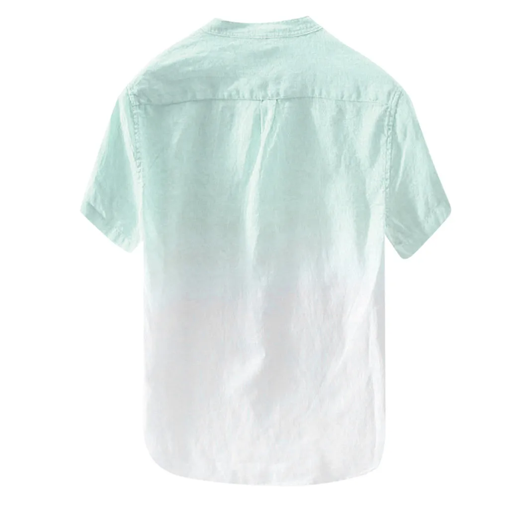 JAYCOSIN новые рубашки мужские повседневные пляжные рубашки крутые и тонкие дышащие воротнички Висячие крашеные градиентные льняные рубашки 411