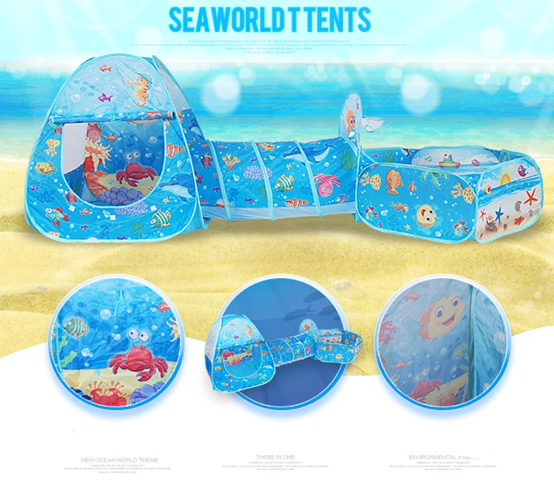 Игрушки туннель палатка океан серии мультфильм игры мяч ямы портативный складной бассейн детский открытый спортивные развивающие игрушки с корзиной