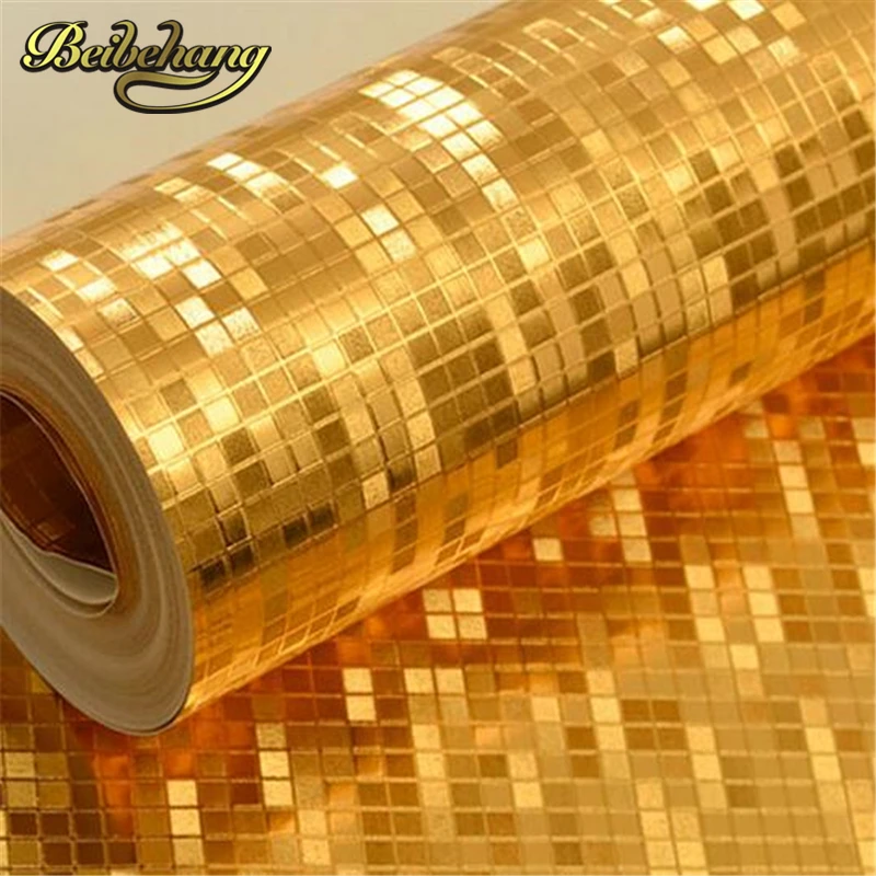 beibehang papel de parede Gold Gold Mosaic Wallpaper Gold Ceiling
