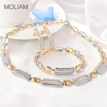 

MOLIAM Luxury Bridal Wedding Jewelry Sets for Women Cubic Zirconia Bracelet Earings and Necklace Set 2018 New Arrival MLT803